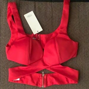 Red Cross cross crop top